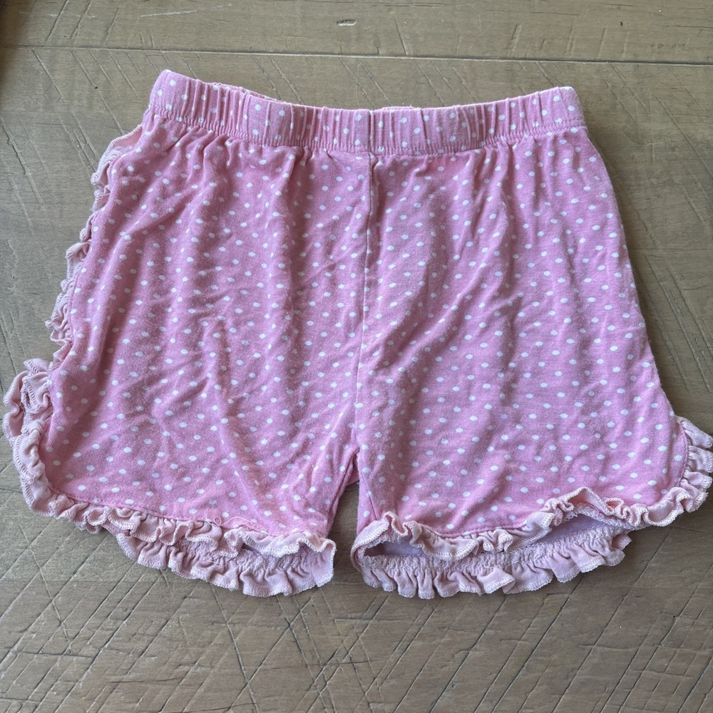 Posh Peanut Girls Ruffle Shorts Size 4T Pink Polka Dot